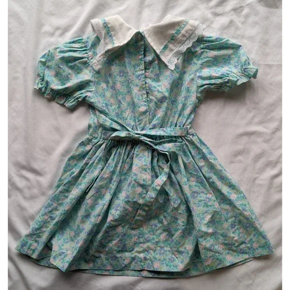 Allison Ann Girls Party Dress Size 6 Floral Puff Sleeve Garden Easter Vintage - Picture 2 of 9